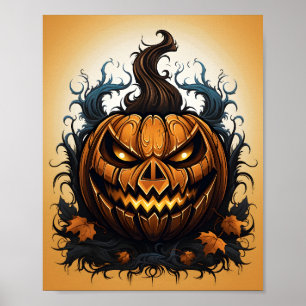 Halloween Orange Jack O Lantern Spooky Pumpkin Poster