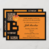 Halloween Orange & Leopard Baby Shower Invitation (Front/Back)