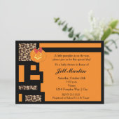 Halloween Orange & Leopard Baby Shower Invitation (Standing Front)