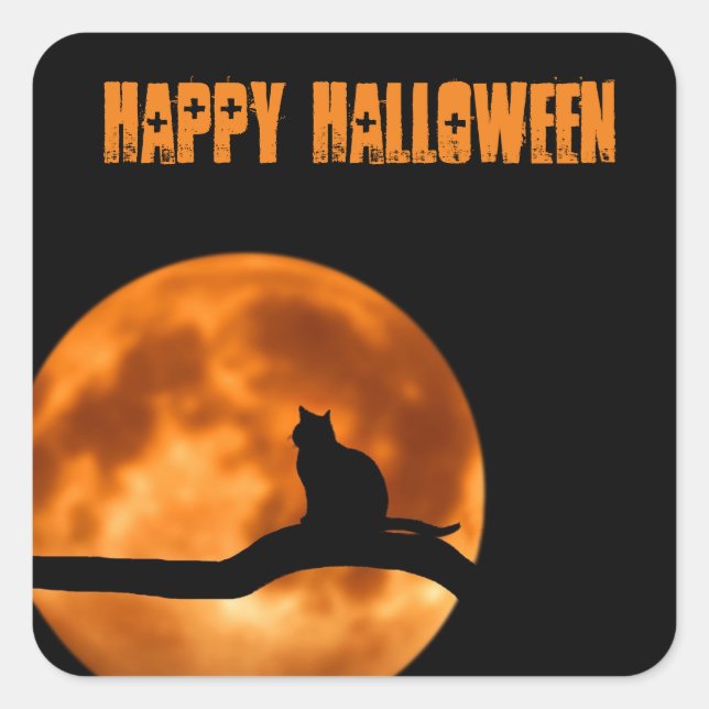 Halloween Orange Moon  Sticker (Front)