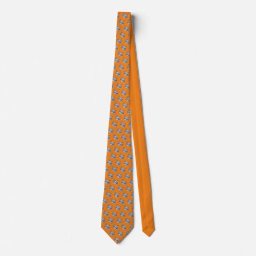 Halloween Orange Pattern Tabby Cat Yellow Eyes Neck Tie