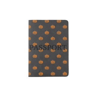 Halloween Orange Pumpkin Chalkboard Pattern Passport Holder