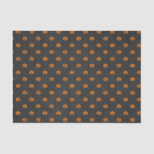 Halloween Orange Pumpkin Chalkboard Pattern Tissue Paper (Front)