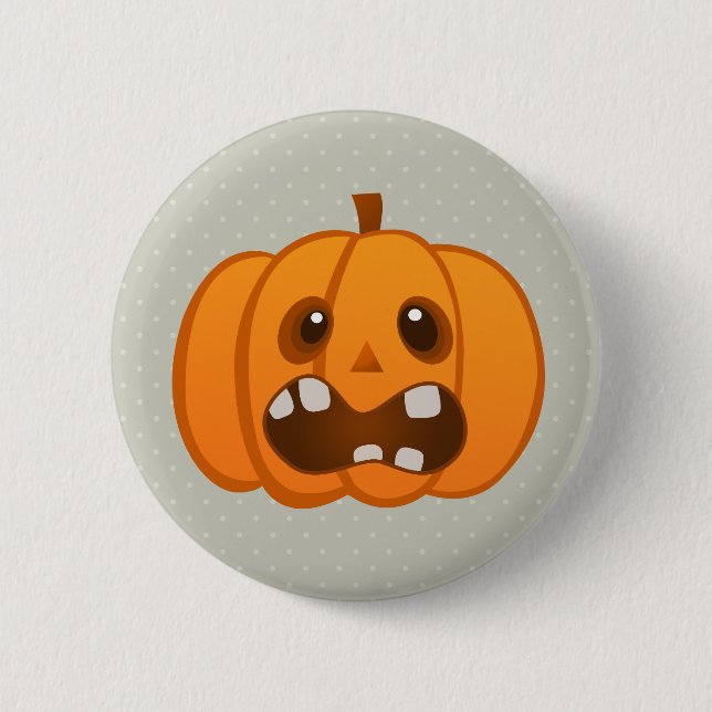 Halloween Orange Pumpkin Jack-o'-lantern Button (Front)