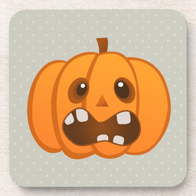 Halloween Orange Pumpkin Jack-o'-lantern Coaster (Front)