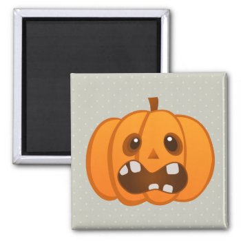 Halloween Orange Pumpkin Jack-o'-lantern Magnet by VintageDesignsShop at Zazzle