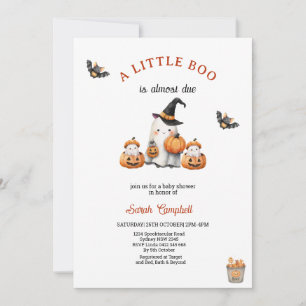 Halloween orange Pumpkin Little Boo Baby Shower  Invitation
