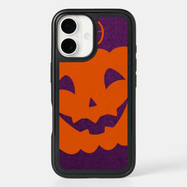 Halloween Orange Pumpkin on Purple Background Otterbox iPhone Case (Back)