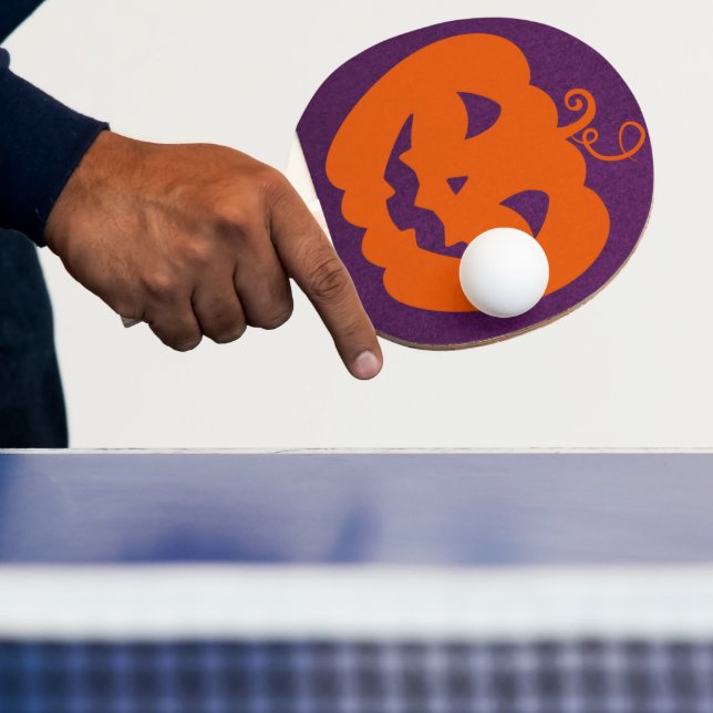 Halloween Orange Pumpkin on Purple Background Ping Pong Paddle (Insitu)