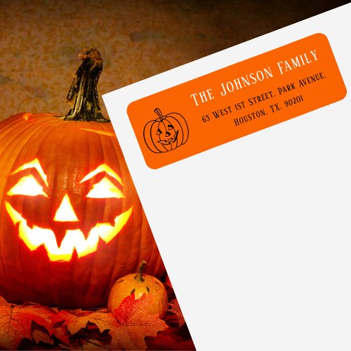 Halloween Orange Pumpkin Party Mail Return Address Label