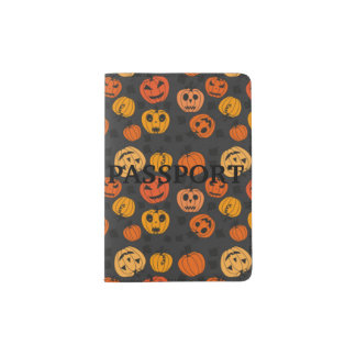 Halloween Orange Pumpkin Pattern Passport Holder