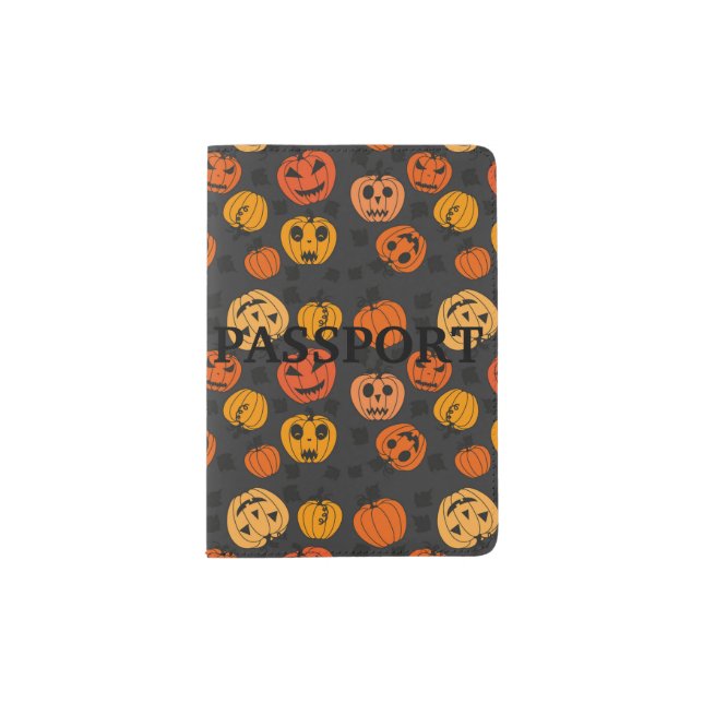 Halloween Orange Pumpkin Pattern Passport Holder (Front)