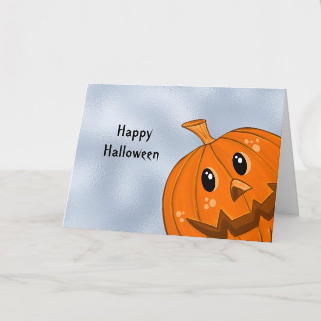 Halloween Orange Pumpkin Selfie Card (Creator Uploaded)
