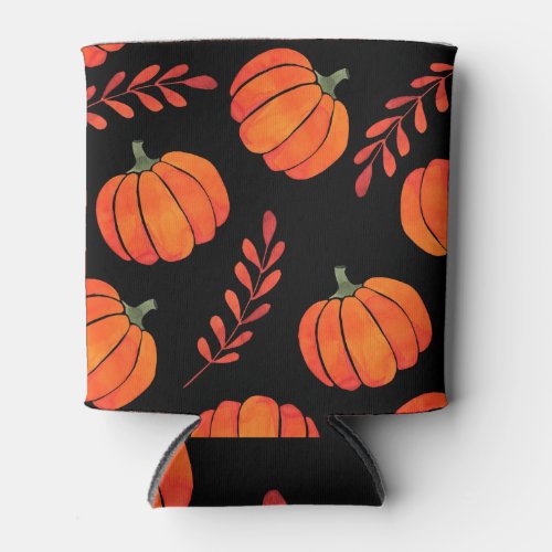 Halloween Orange Pumpkins Seamless Pattern Can Cooler