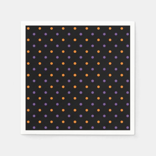 Halloween orange purple black polka dots paper napkins