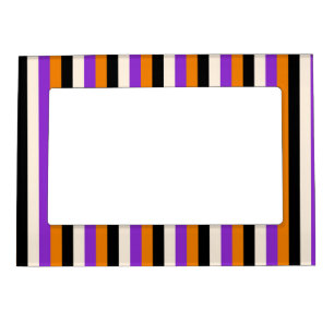 Halloween Orange Purple Black Stripe Magnetic Frame