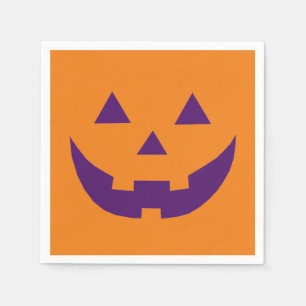 Halloween orange purple Jack o lantern paper Napkins