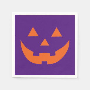 Halloween orange purple Jack o lantern paper Napkins