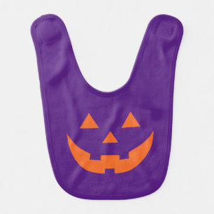 Halloween orange purple Jack o lantern pumpkin Baby Bib