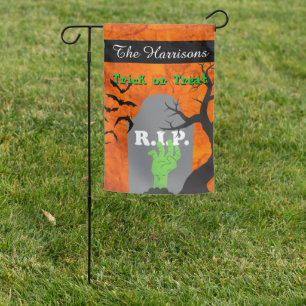 Halloween Orange RIP Garden Flag