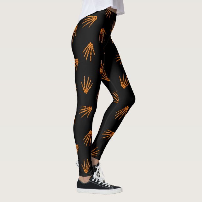 Halloween Orange Skeleton Popular Elegant Leggings (Right)