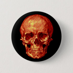 Halloween Orange Skull Button