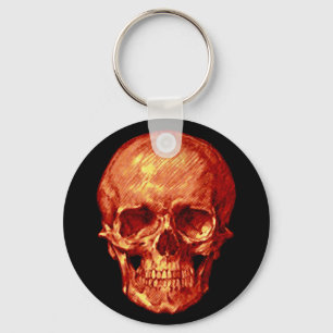 Halloween Orange Skull Keychain