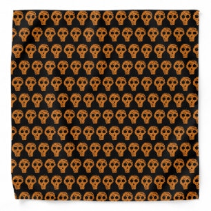 Halloween Orange Skull Pattern Black Bandana