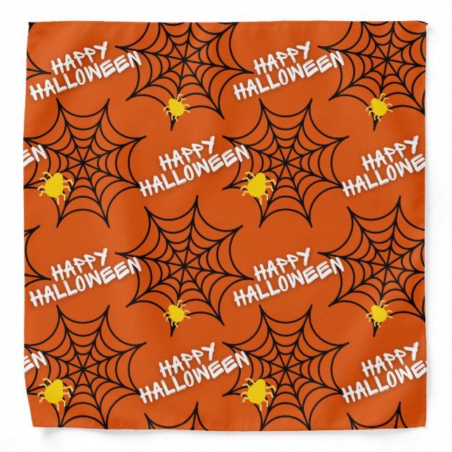 Halloween Orange Spider Web Bandana (Front)