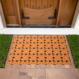 Halloween Orange Spooky Pumpkin Witch  Doormat