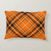 Halloween Orange Tartan Accent Pillow (Back)