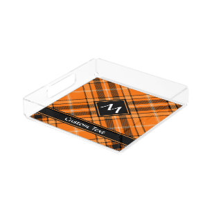 Halloween Orange Tartan Acrylic Tray