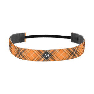 Halloween Orange Tartan Athletic Headband