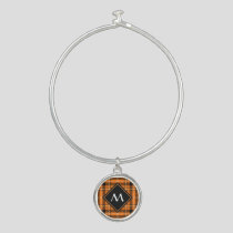 Halloween Orange Tartan Bangle Bracelet