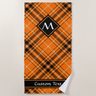 Halloween Orange Tartan Beach Towel