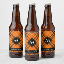 Halloween Orange Tartan Beer Bottle Label