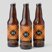 Halloween Orange Tartan Beer Bottle Label