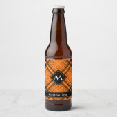 Halloween Orange Tartan Beer Bottle Label (Front)