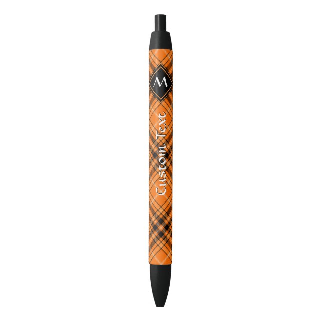 Halloween Orange Tartan Black Ink Pen (Front Vertical)