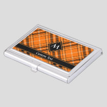 Halloween Orange Tartan Business Card Case