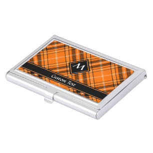 Halloween Orange Tartan Business Card Case