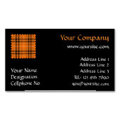 Halloween Orange Tartan Business Card Magnet (Front)