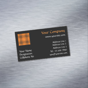 Halloween Orange Tartan Business Card Magnet