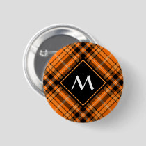 Halloween Orange Tartan Button