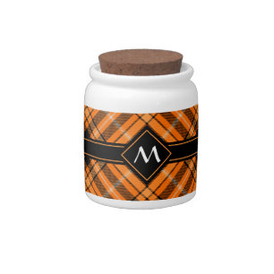 Halloween Orange Tartan Candy Jar