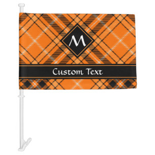 Halloween Orange Tartan Car Flag