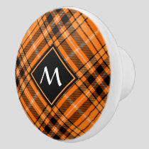 Halloween Orange Tartan Ceramic Knob