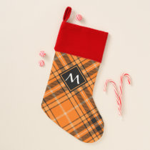 Halloween Orange Tartan Christmas Stocking