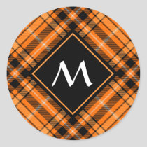 Halloween Orange Tartan Classic Round Sticker