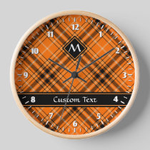 Halloween Orange Tartan Clock